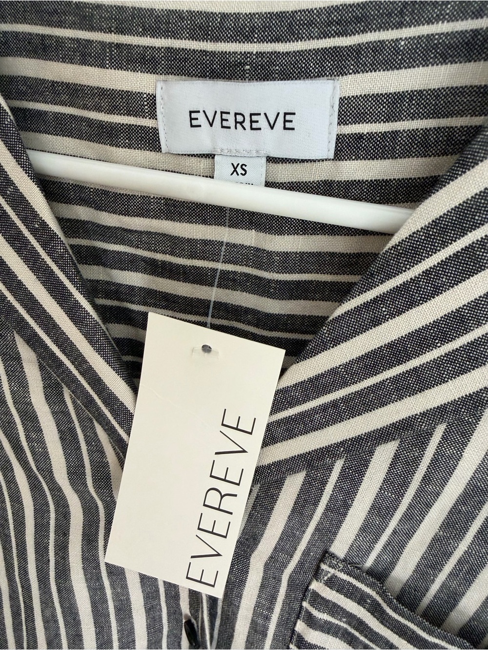 NWT EVEREVE Striped Button Front Pocket Top - Black & White size small - Picture 2 of 5